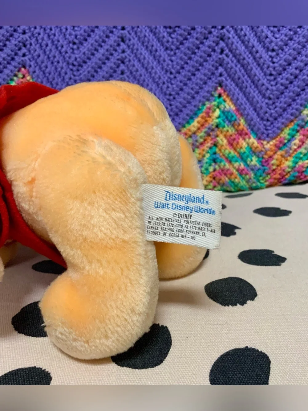 Vintage Disneyland Winnie the Pooh Bear Plush Stuffed Animal Toy Disney World